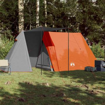 Camping Tent 3-Person Grey and Orange Blackout Fabric Waterproof