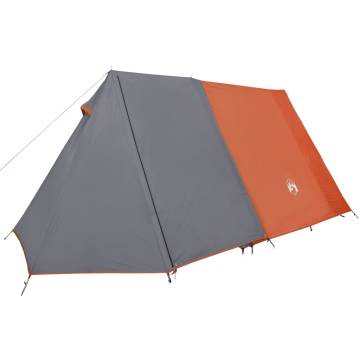 Camping Tent 3-Person Grey and Orange Blackout Fabric Waterproof