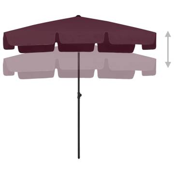 Beach Umbrella Bordeaux Red 200x125 cm