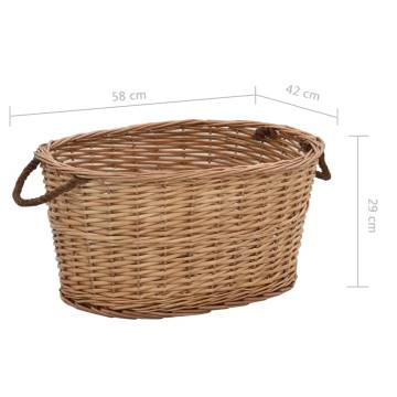 Firewood Basket with Carrying Handles 58x42x29 cm Natural Willow