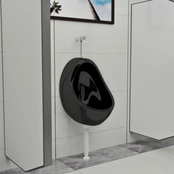 Wall Hung Urinal with Flush Valve Ceramic Black