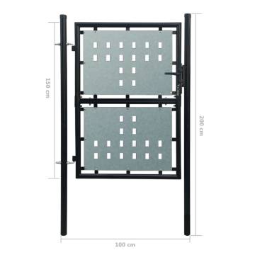 Black Single Door Fence Gate 100 x 200 cm