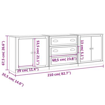 Sideboards 3 pcs Sonoma Oak Engineered Wood