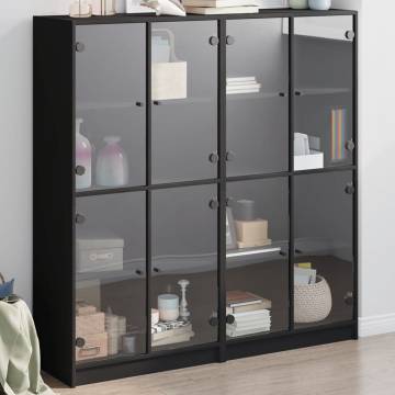 Bookcase with Doors Black 136x37x142 cm Engineered Wood