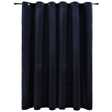 Blackout Curtain with Metal Rings Velvet Black 290x245 cm