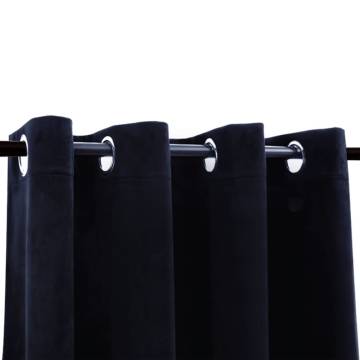 Blackout Curtain with Metal Rings Velvet Black 290x245 cm