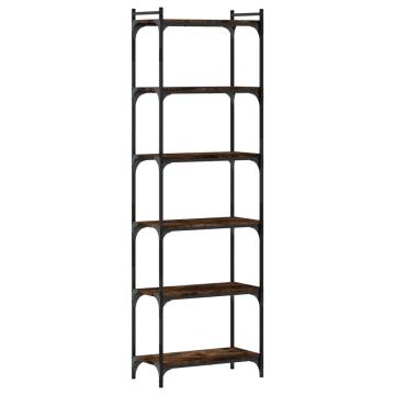 Bookcase 6-Tier Smoked Oak 60x30x188 cm Engineered Wood