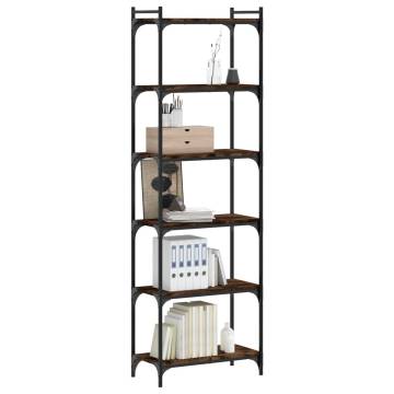 Bookcase 6-Tier Smoked Oak 60x30x188 cm Engineered Wood