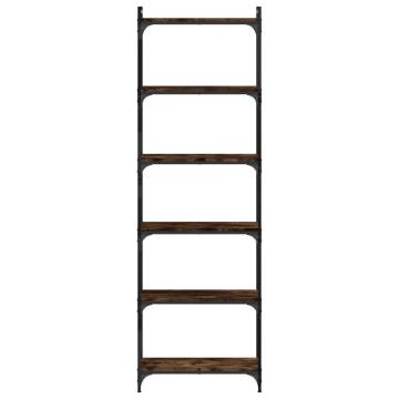 Bookcase 6-Tier Smoked Oak 60x30x188 cm Engineered Wood