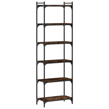 Bookcase 6-Tier Smoked Oak 60x30x188 cm Engineered Wood