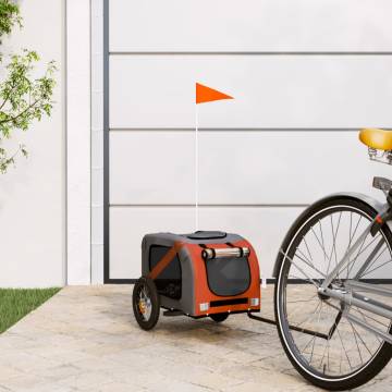 Pet Bike Trailer Orange and Grey Oxford Fabric and Iron