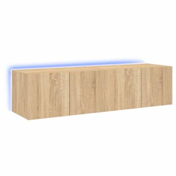 TV Wall Cabinets with LED Lights 2 pcs Sonoma Oak 60x35x31 cm