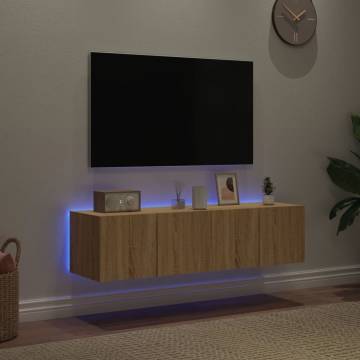 TV Wall Cabinets with LED Lights 2 pcs Sonoma Oak 60x35x31 cm