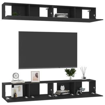 TV Cabinets 4 pcs Black 100x30x30 cm Engineered Wood