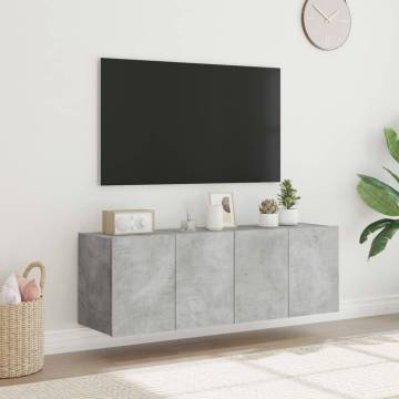 TV Wall Cabinets with LED Lights 2 pcs Concrete Grey 60x35x41 cm