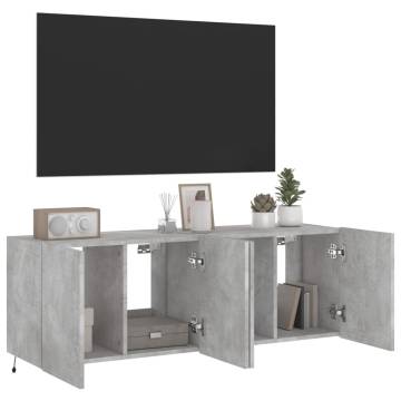 TV Wall Cabinets with LED Lights 2 pcs Concrete Grey 60x35x41 cm