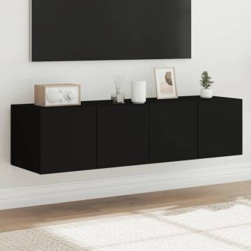 TV Wall Cabinets with LED Lights 2 pcs Black 60x35x31 cm