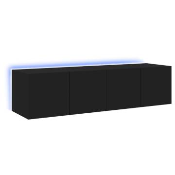 TV Wall Cabinets with LED Lights 2 pcs Black 60x35x31 cm