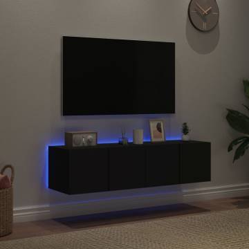 TV Wall Cabinets with LED Lights 2 pcs Black 60x35x31 cm