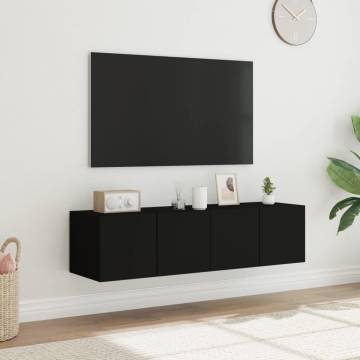 TV Wall Cabinets with LED Lights 2 pcs Black 60x35x31 cm