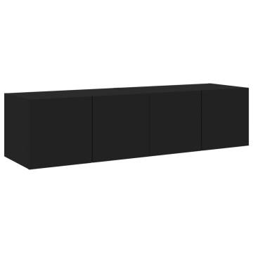 TV Wall Cabinets with LED Lights 2 pcs Black 60x35x31 cm