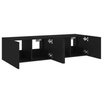 TV Wall Cabinets with LED Lights 2 pcs Black 60x35x31 cm