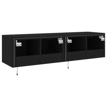 TV Wall Cabinets with LED Lights 2 pcs Black 60x35x31 cm