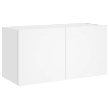 TV Wall Cabinet with LED Lights White 80x35x41 cm