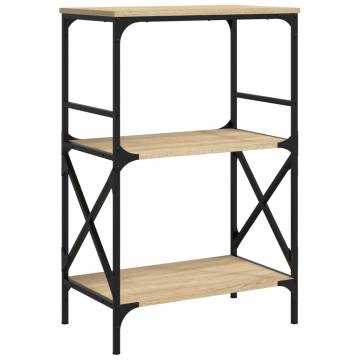 Bookcase 3-Tier Sonoma Oak 59x35x90.5 cm Engineered Wood