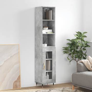 Highboard Concrete Grey 34.5x34x180 cm Engineered Wood