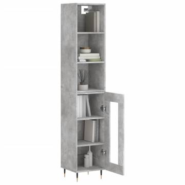 Highboard Concrete Grey 34.5x34x180 cm Engineered Wood