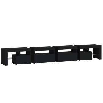 TV Cabinet with LED Lights Black 260x36.5x40 cm