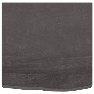 Table Top Dark Brown 60x60x(2-6) cm Treated Solid Wood Oak