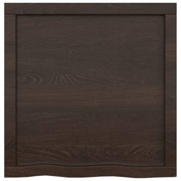 Table Top Dark Brown 60x60x(2-6) cm Treated Solid Wood Oak