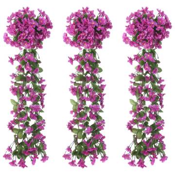 Artificial Flower Garlands 3 pcs Light Purple 85 cm