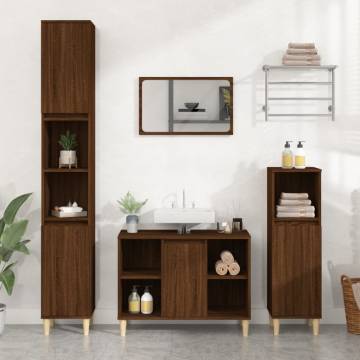 Sink Cabinet Brown Oak 80x33x60 cm Engineered Wood