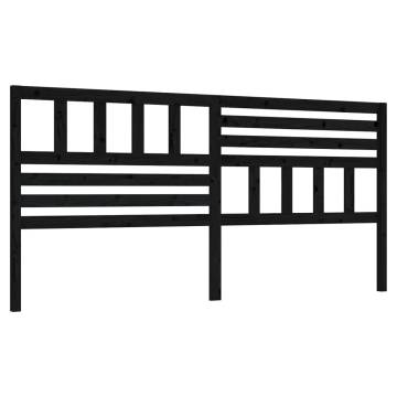 Bed Headboard Black 186x4x100 cm Solid Wood Pine