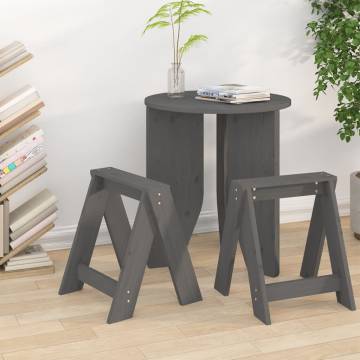 Stools 2 pcs Grey 40x40x45 cm Solid Wood Pine