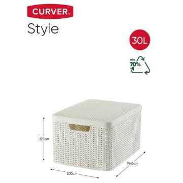 Curver Storage Box with Lid Style L 30L Creamy White