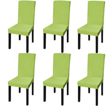 Straight Stretchable Chair Cover 6 pcs Green