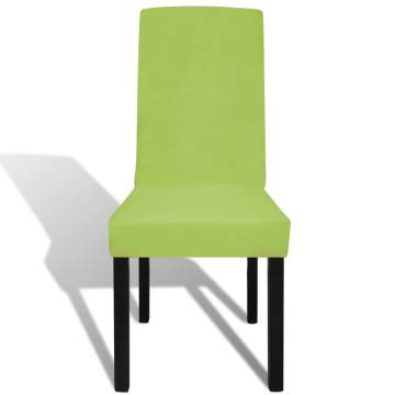 Straight Stretchable Chair Cover 6 pcs Green