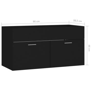 Sink Cabinet Black 90x38.5x46 cm Engineered Wood