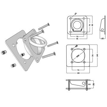 Lashing Rings for Trailer 6 pcs Galvanised Steel 2000 kg