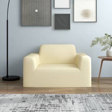 Stretch Couch Slipcover Cream Polyester Jersey