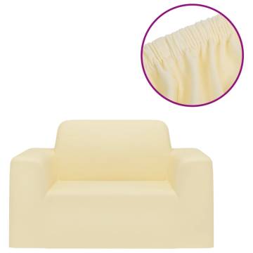 Stretch Couch Slipcover Cream Polyester Jersey