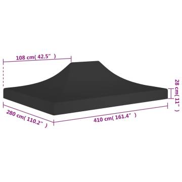 Party Tent Roof 4x3 m Black 270 g/m²