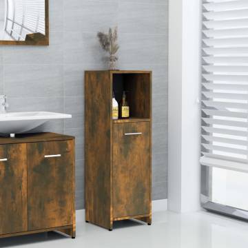 Bathroom Cabinet Smoked Oak 30x30x95 cm Engineered Wood