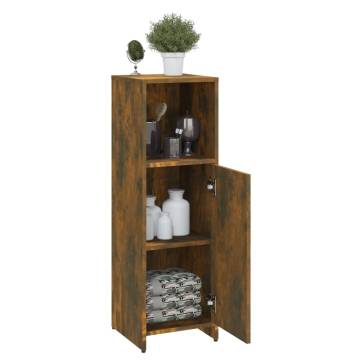 Bathroom Cabinet Smoked Oak 30x30x95 cm Engineered Wood