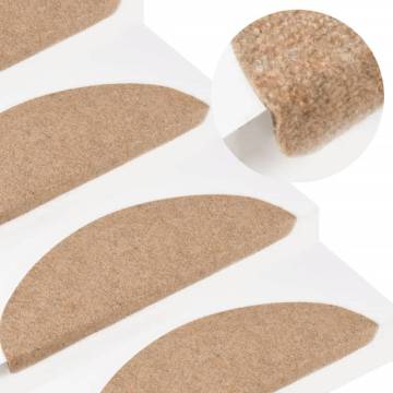 Stair Mats Self-adhesive 10 pcs Beige 56x17x3 cm