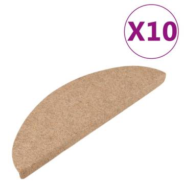 Stair Mats Self-adhesive 10 pcs Beige 56x17x3 cm